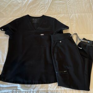 Figs Jogger One Pocket Scrub Set Black Size Small
